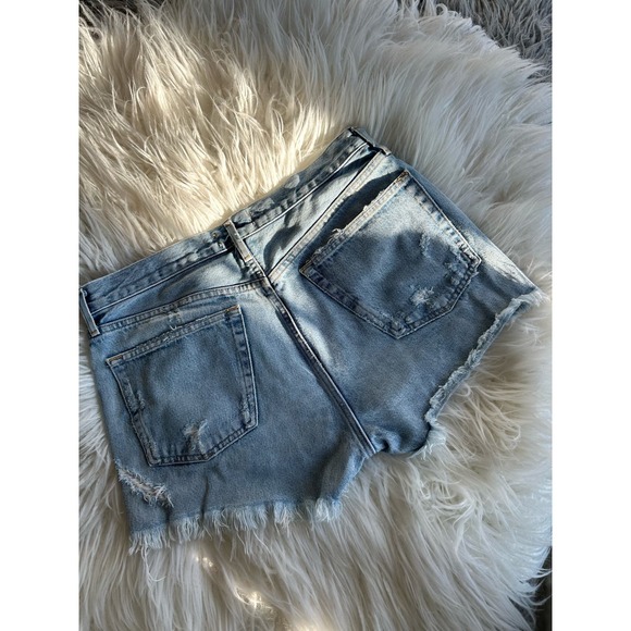 Agolde Women's Distressed Denim Shorts Pockets Light Wash Light Blue Size 29 - Picture 5 of 13
